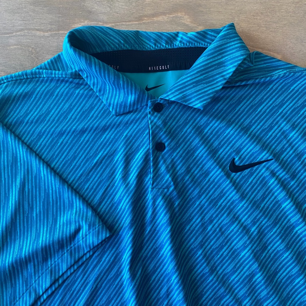 Nike Blue Striped Polo Shirt